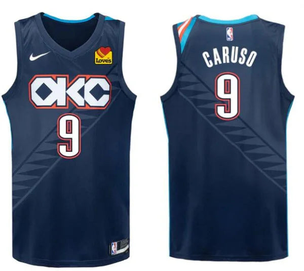 Mens Oklahoma City Thunder #9 Alex Caruso Navy 2025-26 City Edition Swingman Jersey
