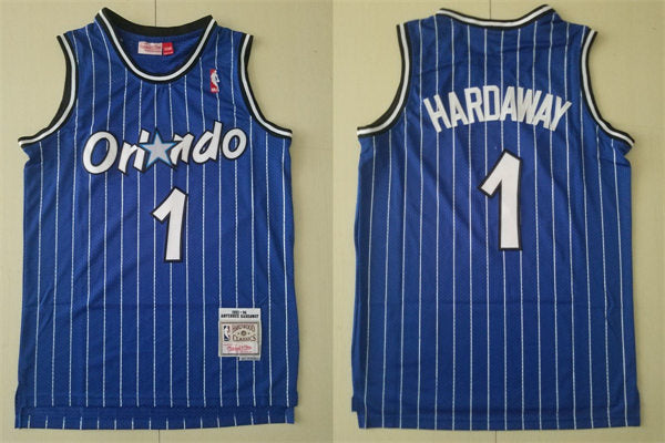 Men’s Orlando Magic #1 Penny Hardaway Blue Pinstripe Throwback Jersey