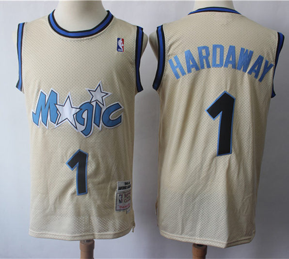 Men’s Orlando Magic #1 Penny Hardaway Cream Throwback Jersey
