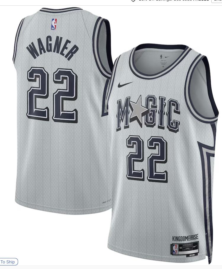 Men’s Orlando Magic #22 Franz Wagner Silver 2024-25 City Edition Jersey