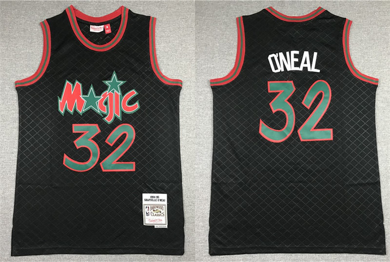 Mens Orlando Magic #32 Shaquille O’neal Mitchell & Ness Black Neapolitan Hardwood Classics Jersey