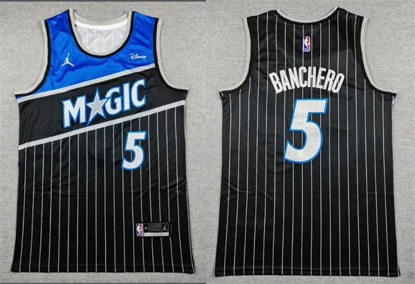 Men’s Orlando Magic #5 Paolo Banchero 2025-26 Black Statement Edition Swingman Jersey