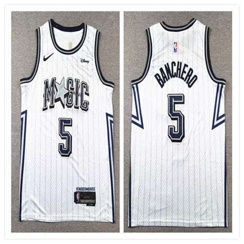 Men’s Orlando Magic #5 Paolo Banchero Silver 2024-25 City Edition Jersey