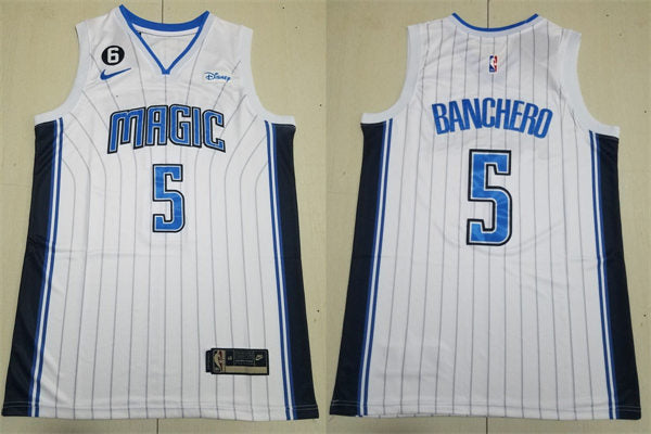 Men’s Orlando Magic #5 Paolo Banchero White Association Edition Jersey