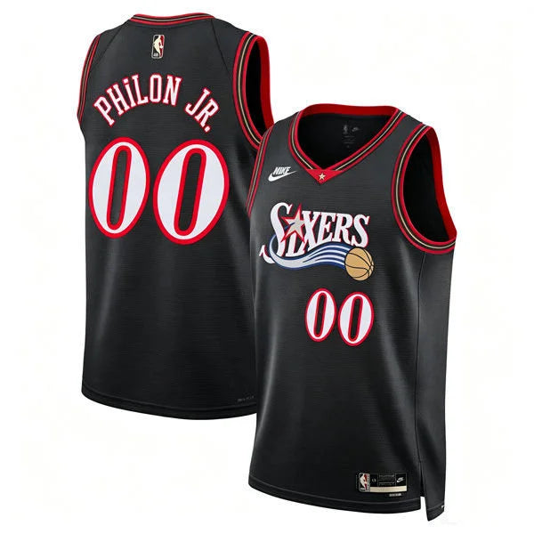 Mens Philadelphia 76ers #00 Labaron Philon Jr. Nike Black Hardwood Classics Jersey