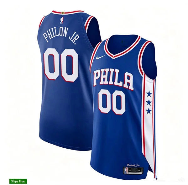 Mens Philadelphia 76ers #00 Labaron Philon Jr. Nike Blue Icon Edition Swingman Jersey