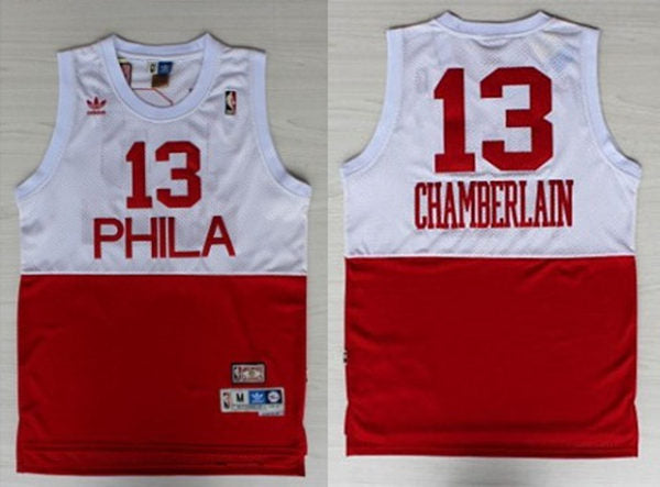 Men’s Philadelphia 76ers #13 Wilt Chamberlain White Red Mitchell & Ness 2003-04 Hardwood Classics Swingman Jersey