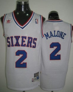 Men’s Philadelphia 76ers #2 Moses Malone White Hardwood Classics Soul Swingman Throwback Jersey
