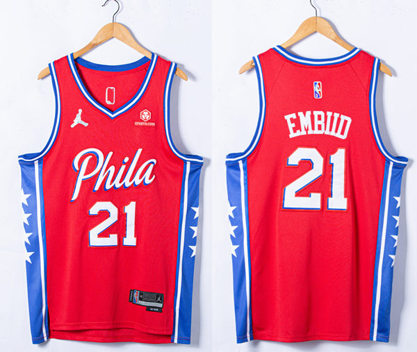 Men’s Philadelphia 76ers #21 Joel Embiid 2021-22 75th Anniversary Statement Edition Swingman Jersey
