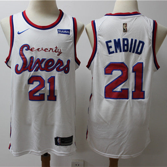 Men’s Philadelphia 76ers #21 Joel Embiid Nike Hardwood Classics Swingman Jersey