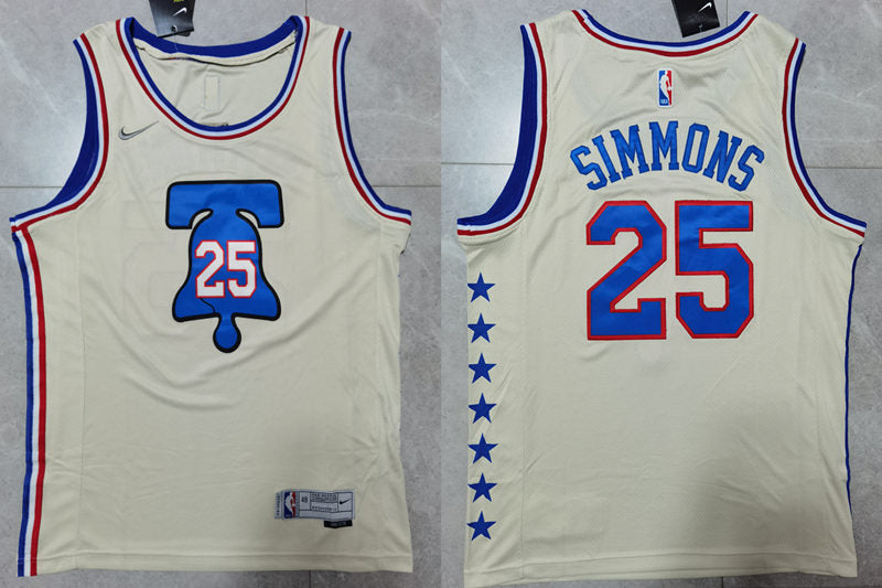 Men’s Philadelphia 76ers #25 Ben Simmons Nike Cream 2021 Earned Edition Swingman Jersey
