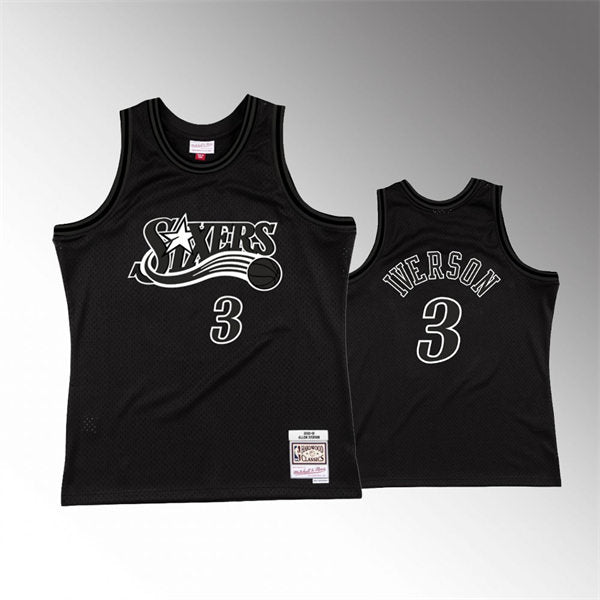 Men’s Philadelphia 76ers #3 Allen Iverson 2000-01 Black Mitchell & Ness Hardwood Classics Jersey