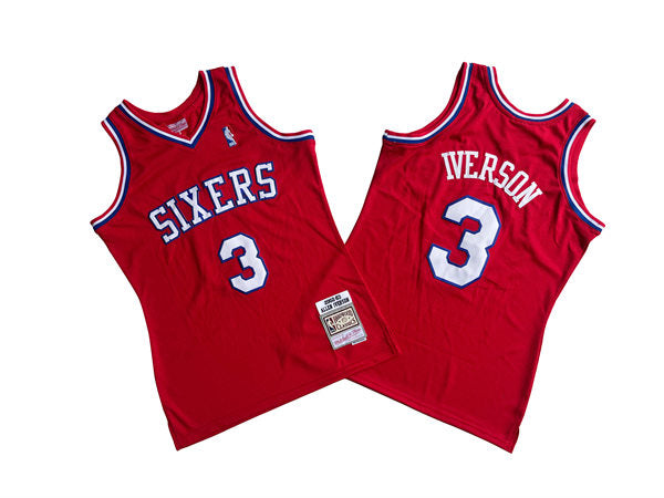 Men’s Philadelphia 76ers #3 Allen Iverson 2002-03 Hardwood Classics Swingman Throwback Jersey – Red