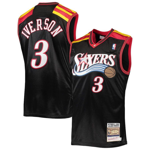 Men’s Philadelphia 76ers #3 Allen Iverson 2006 Black Mitchell & Ness Hardwood Classics Throwback Jersey