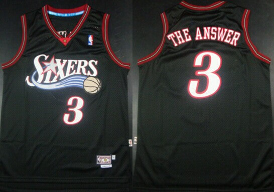 Men’s Philadelphia 76ers #3 Allen Iverson “THE Answer”Black Swingman Jersey
