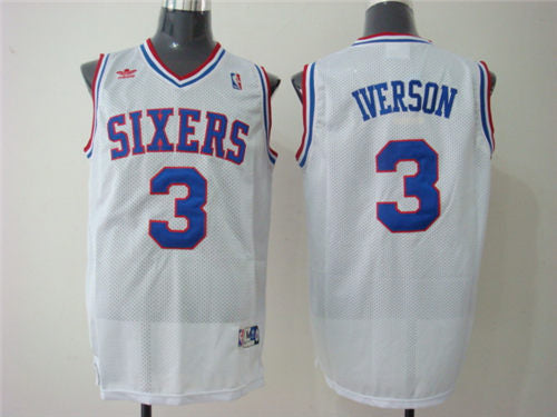 Men’s Philadelphia 76ers #3 Allen Iverson White Authentic Jersey