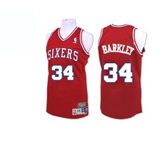 Men’s Philadelphia 76ers #34 Charles Barkley Red Swingman Throwback Jersey