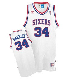 Men’s Philadelphia 76ers #34 Charles Barkley White Swingman Throwback Jersey