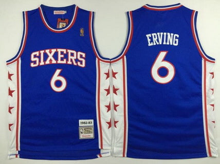 Men’s Philadelphia 76ers #6 Julius Erving 1982-83 Blue Hardwood Classics Soul Swingman Throwback Jersey
