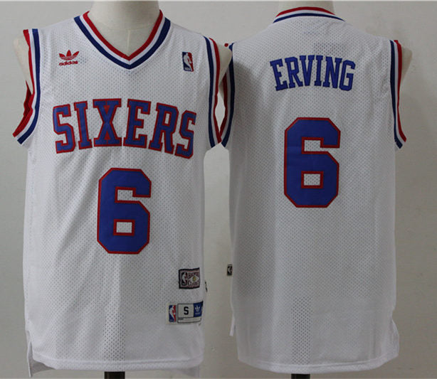 Men’s Philadelphia 76ers #6 Julius Erving White Hardwood Classics Soul Swingman Throwback Jersey