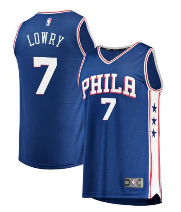 Mens Philadelphia 76ers #7 Kyle Lowry Blue Icon Edition Jersey (2)