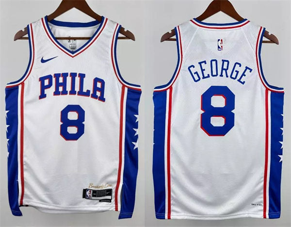 Mens Philadelphia 76ers #8 Paul George White Association Edition Jersey