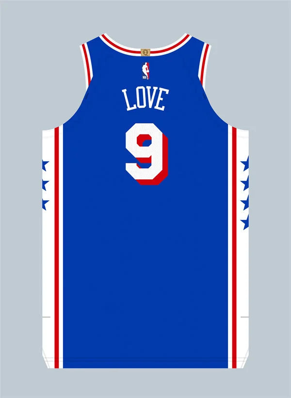 Mens Philadelphia 76ers #9 Caleb Love Nike Blue Icon Edition Swingman Jersey