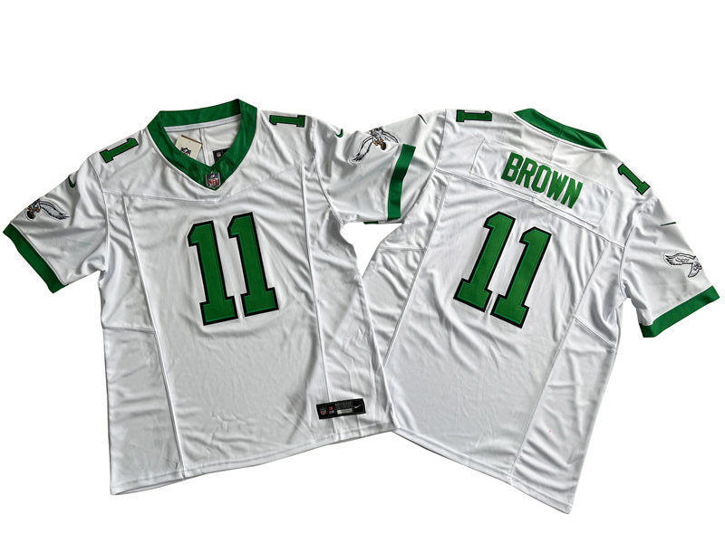 Mens Philadelphia Eagles #11 A.J. Brown Nike White 1996 Retro F.U.S.E. Limited Jersey