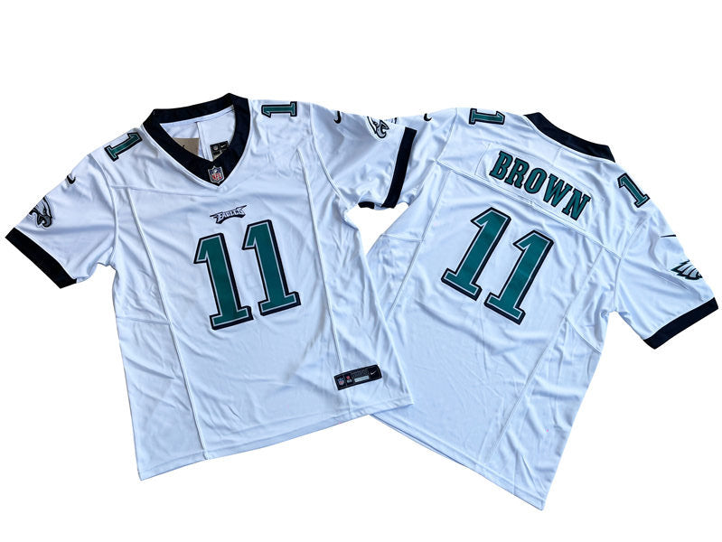 Men’s Philadelphia Eagles #11 A.J. Brown Nike White 2023 F.U.S.E. Vapor Limited Jersey