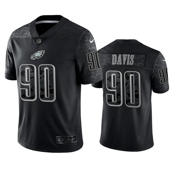 Men’s Philadelphia Eagles #90 Jordan Davis Black Rflctv Limited Jersey