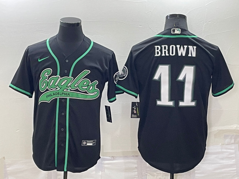 Men’s Philadelphia Eagles A.J. Brown #11 Black Jersey Joint Edition