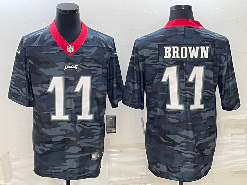 Men’s Philadelphia Eagles A.J. Brown #11 Grey Camouflage Jersey