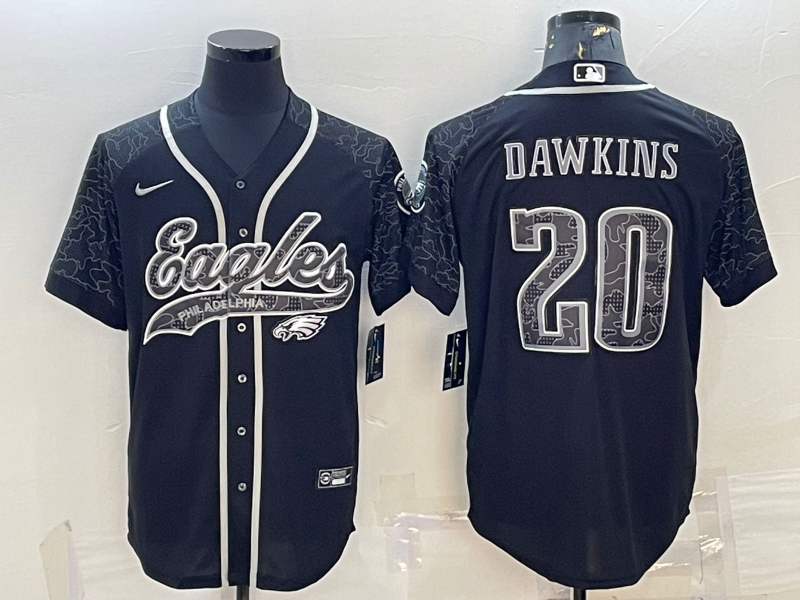 Men’s Philadelphia Eagles Brian Dawkins #20 Black RFLCTV Limited Jersey Joint Edition