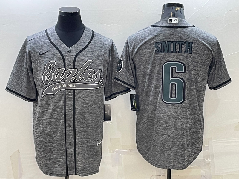 Men’s Philadelphia Eagles DeVonta Smith #6 Gray Jersey Joint Edition