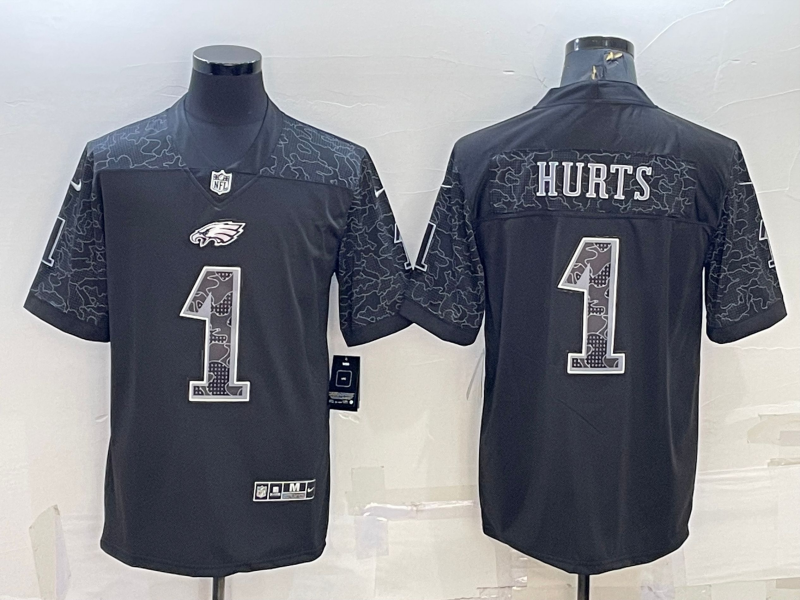 Men’s Philadelphia Eagles Jalen Hurts #1 Black RFLCTV Limited Jersey