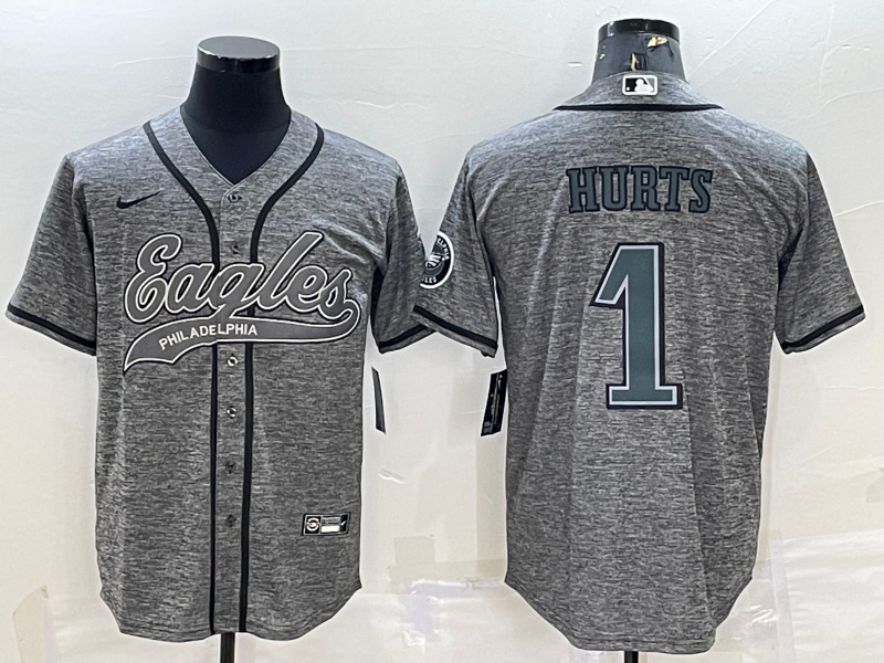 Men’s Philadelphia Eagles Jalen Hurts #1 Gray Jersey Joint Edition