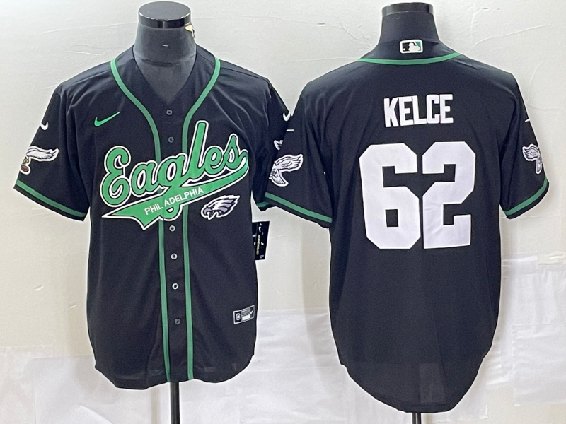 Men’s Philadelphia Eagles Jason Kelce #62 Black Jersey Joint Edition