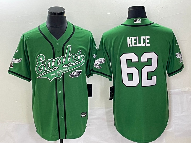 Men’s Philadelphia Eagles Jason Kelce #62 Kelly Green Jersey Joint Edition