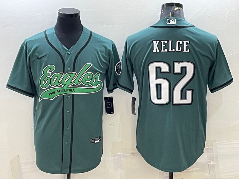 Men’s Philadelphia Eagles Jason Kelce #62 Midnight Green Jersey Joint Edition