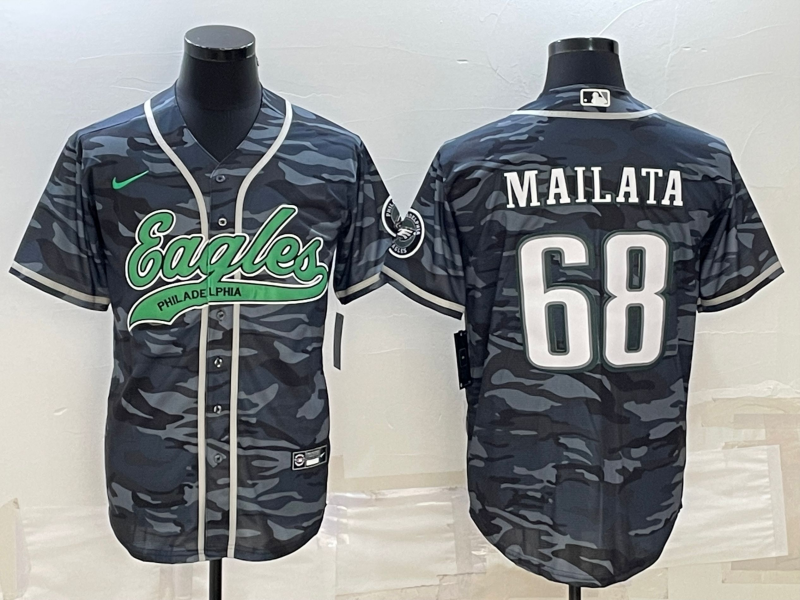 Men’s Philadelphia Eagles Jordan Mailata #68 Grey Camouflage Jersey Joint Edition