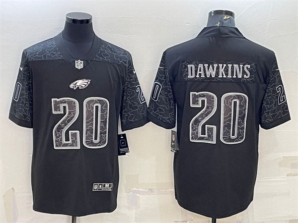 Mens Philadelphia Eagles Retired Player #20 Brian Dawkins Black Rflctv Limited Jersey