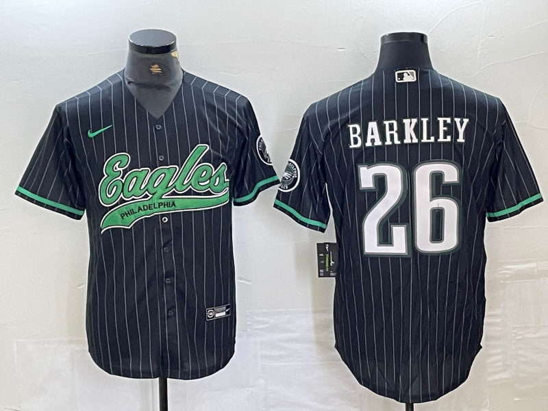 Men’s Philadelphia Eagles Saquon Barkley #26 Black Team Jersey Joint Edition