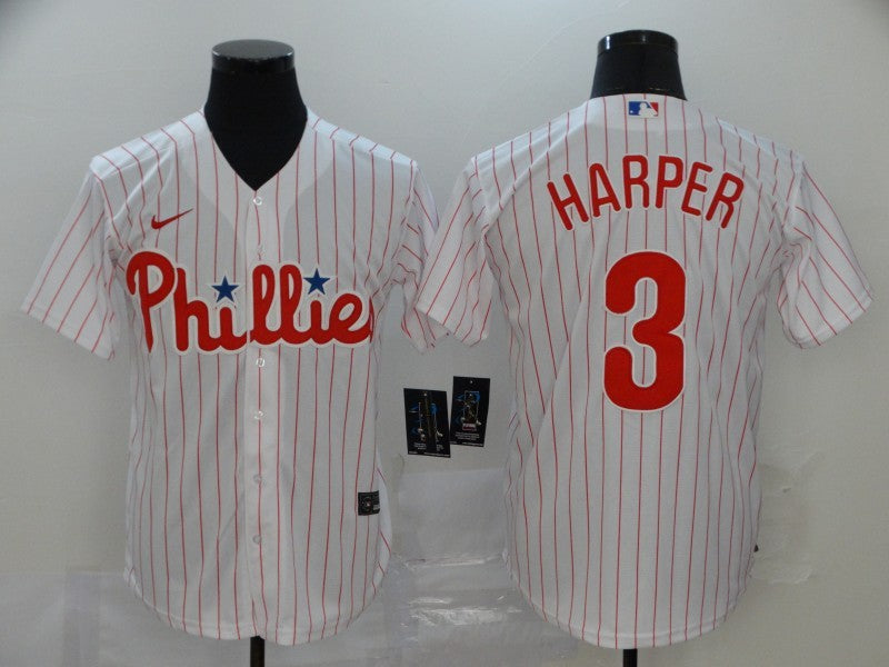 Men’s Philadelphia Phillies #3 Bryce Harper Majestic Pinstripe Jersey