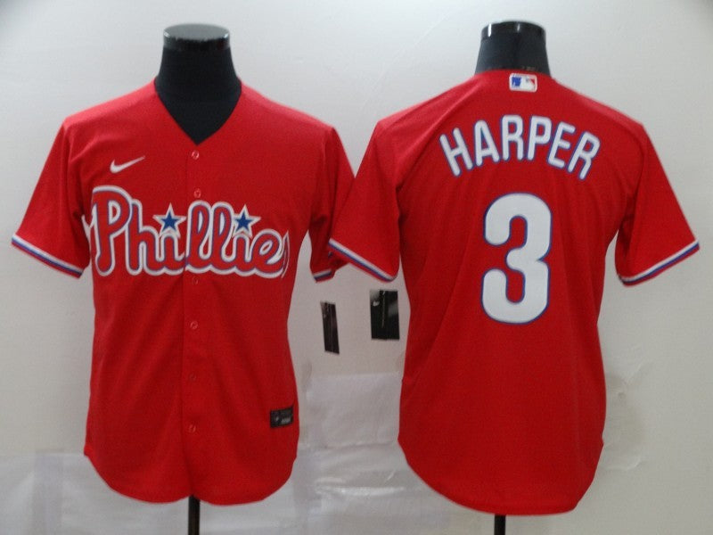 Men’s Philadelphia Phillies #3 Bryce Harper Majestic Red Jersey