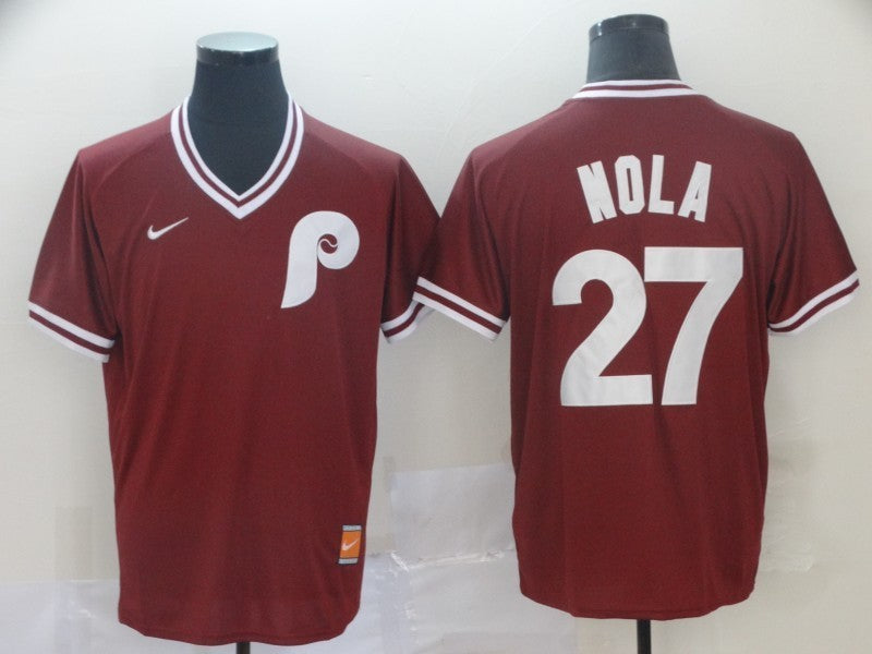 Men’s Philadelphia Phillies Aaron Nola #27 Red Jersey