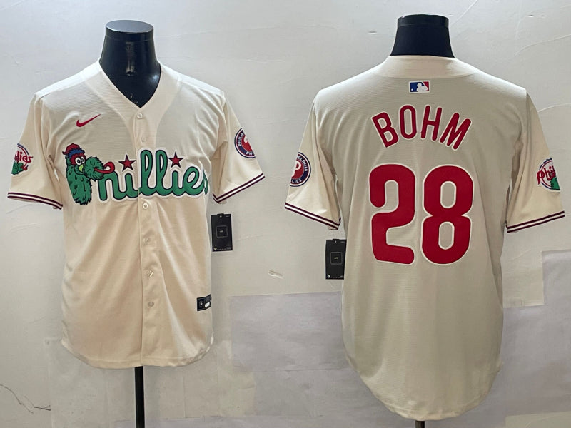 Men’s Philadelphia Phillies Alec Bohm #28 Cream Jersey