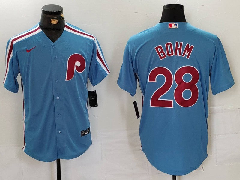 Men’s Philadelphia Phillies Alec Bohm #28 Light Blue Alternate Limited Jersey