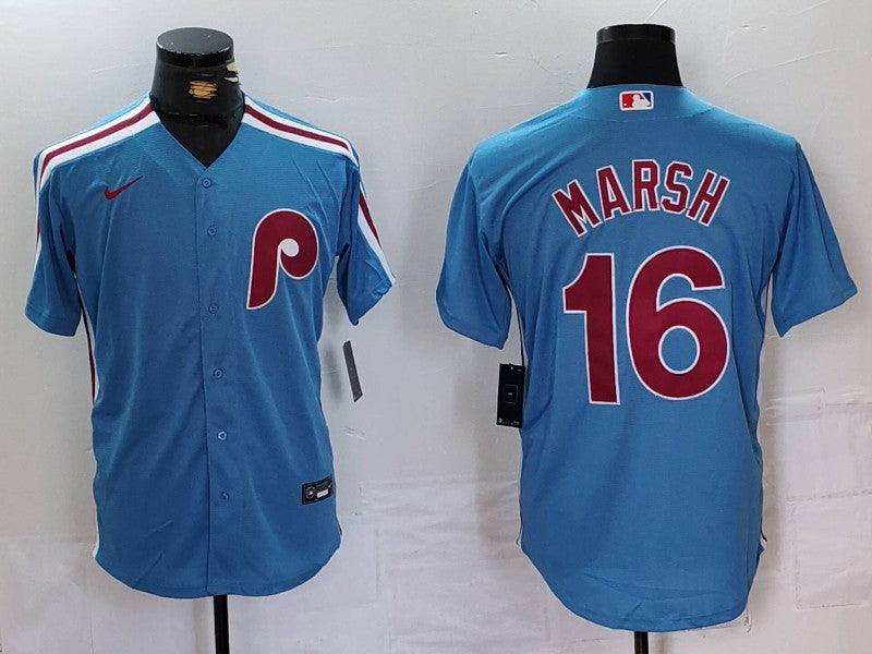 Men’s Philadelphia Phillies Brandon Marsh #16 Light Blue Alternate Limited Jersey