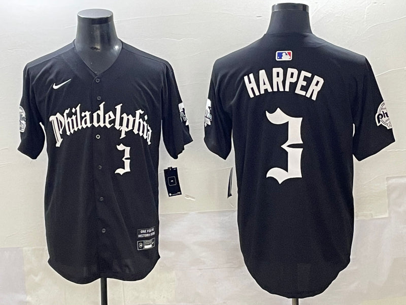 Men’s Philadelphia Phillies Bryce Harper #3 Black Jersey