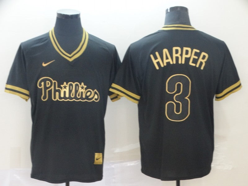 Men’s Philadelphia Phillies Bryce Harper #3 Black Stitched Jersey